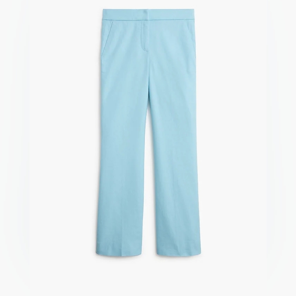 J. Crew Factory Sky Blue Kelsey Crop Flare Linen Blend Pants Size 6